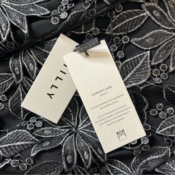 Molly Shayna Foiled Lace Mini Dress Black Silver size 0 NWT - Picture 16 of 16